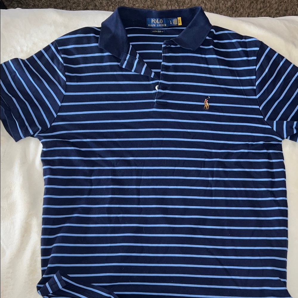 Polo by Ralph Lauren Men's Blue Striped Polo Shirt